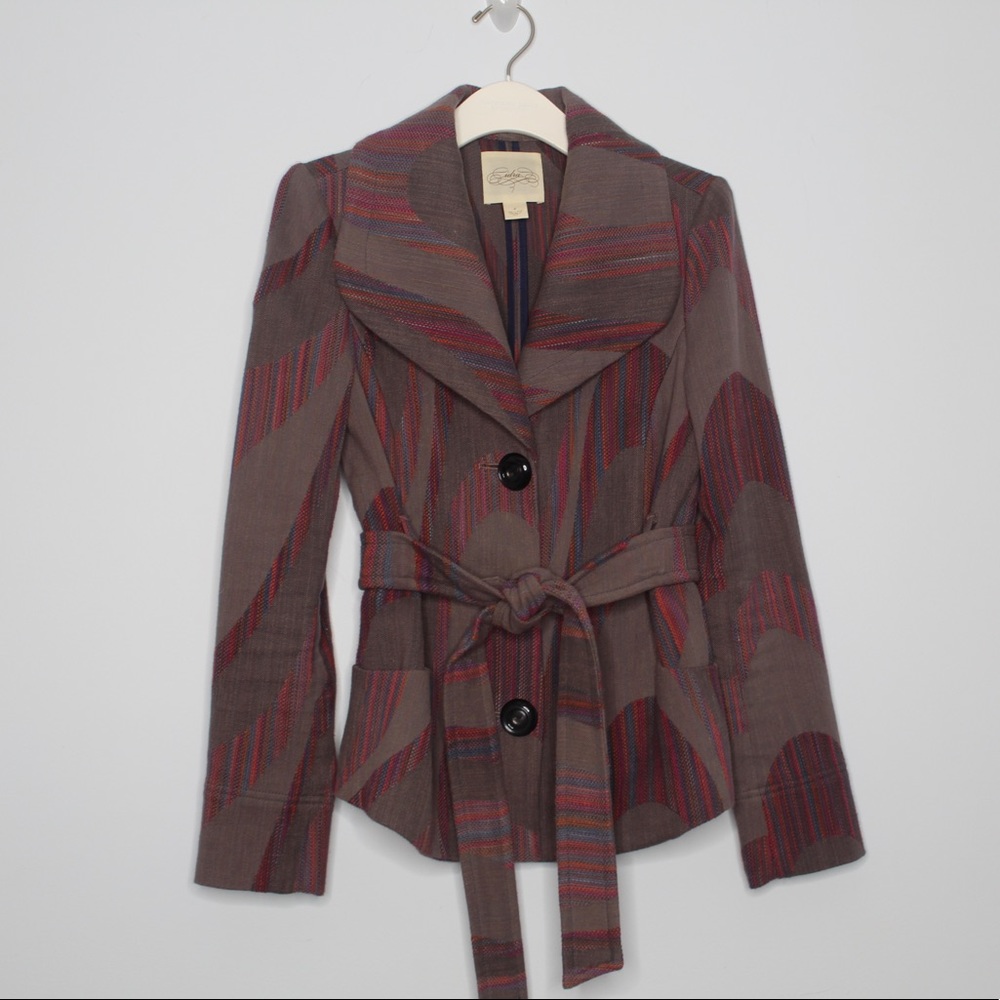 Anthropologie Cidra Gray belted jacket
